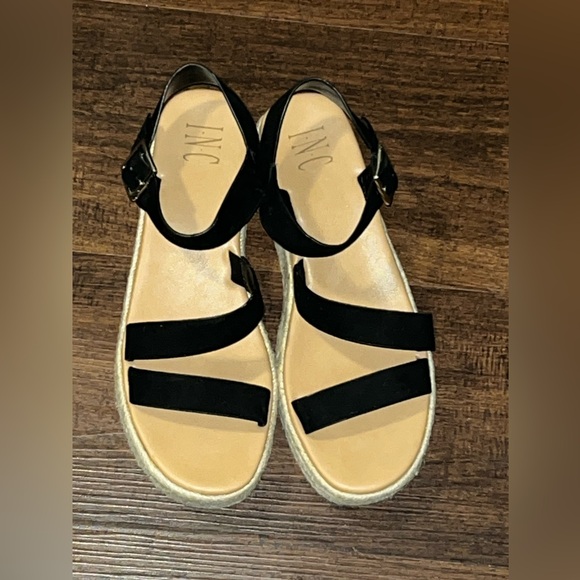 INC Black Espadrille Platform Sandals Size 8.5 - Picture 2 of 7